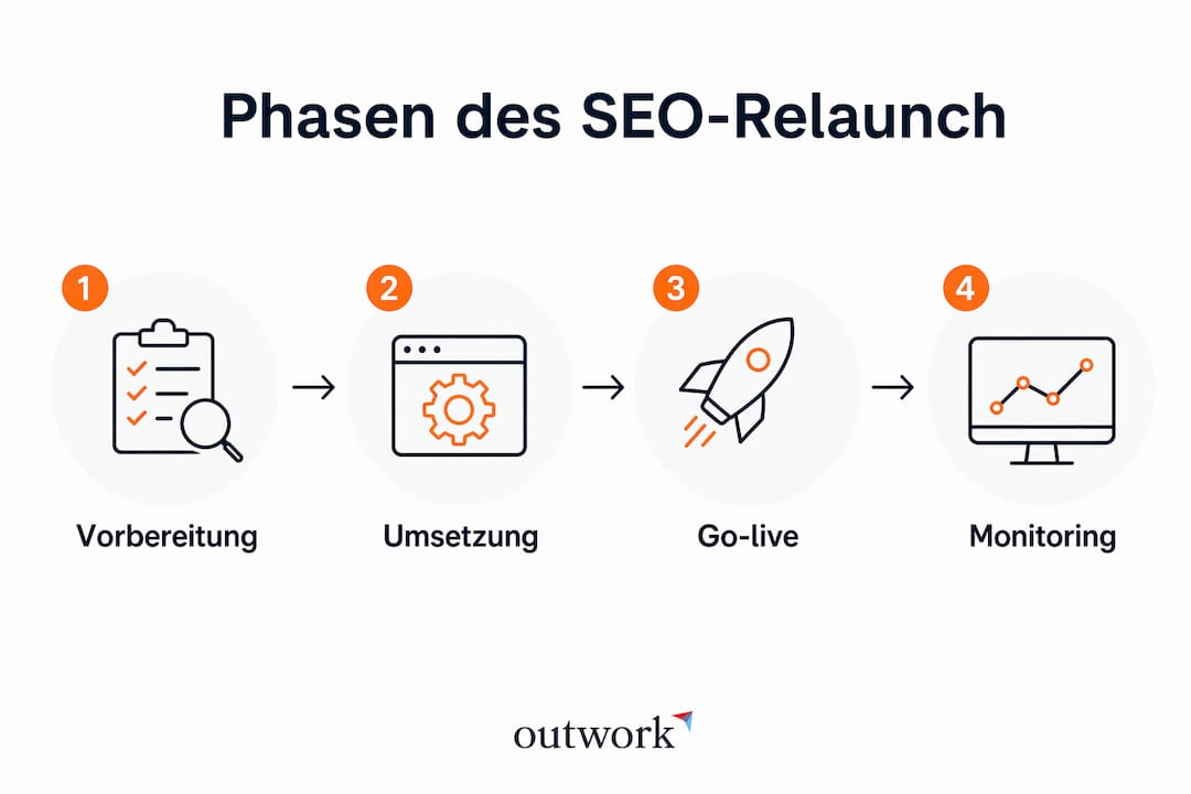 Übersichtsgrafik: Die wichtigsten Schritte beim SEO-Relaunch