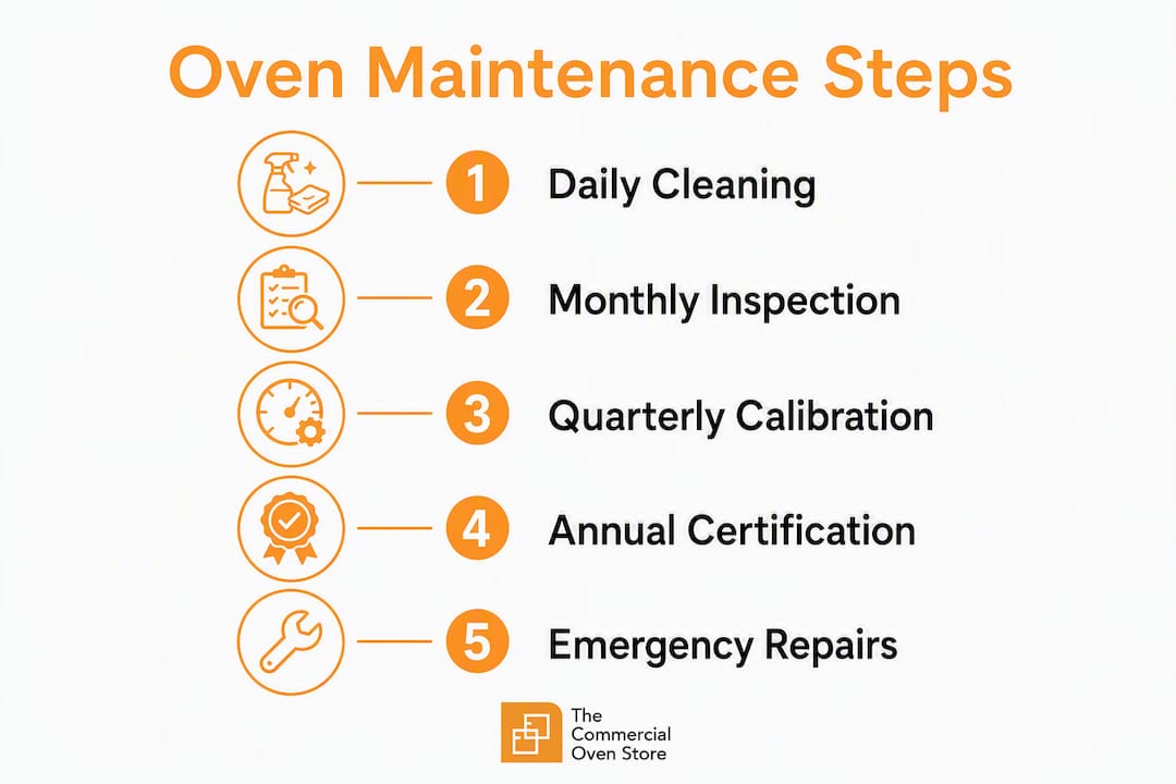 Infographic showing commercial oven maintenance steps