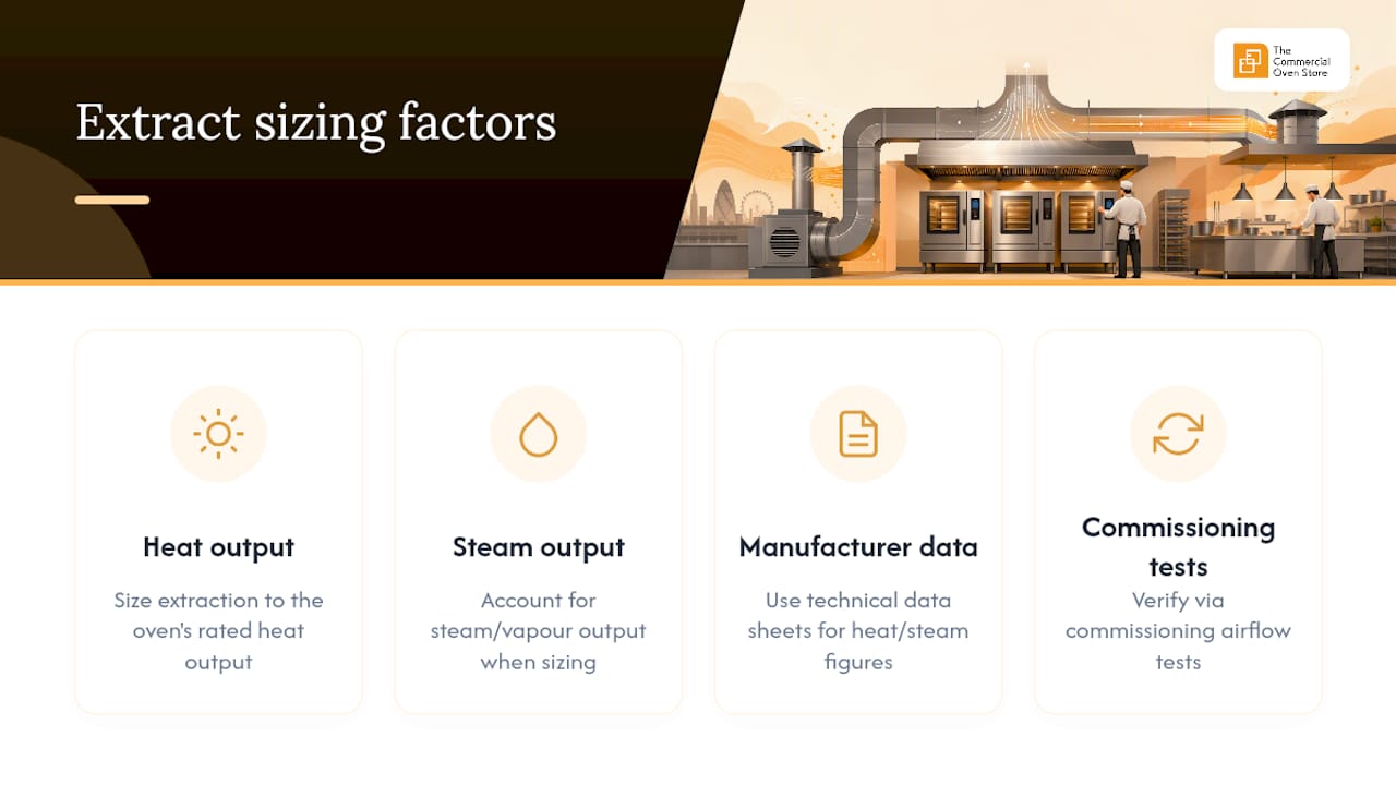 Diagram of ventilation extraction rate factors for speed ovens