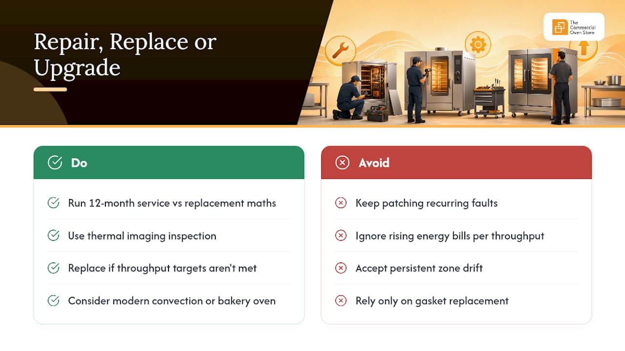 When should you repair, replace or upgrade the oven? — overview diagram