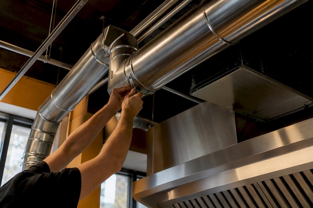 Ventilation ductwork installation in commercial kitchen