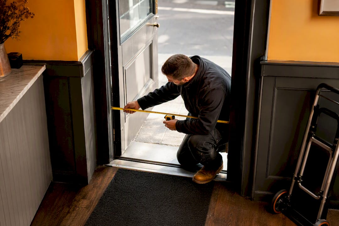Installer checking café delivery doorway clearance