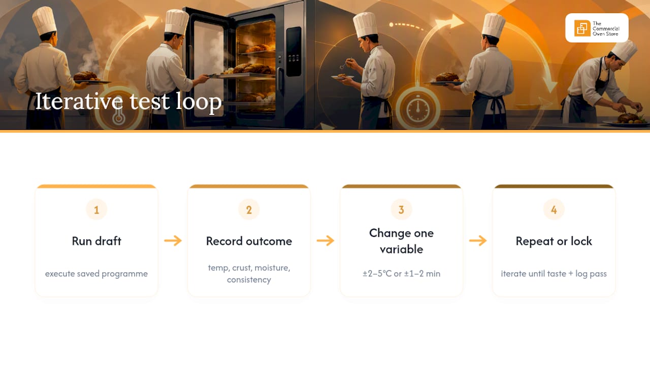 Combi oven programme test and tweak loop