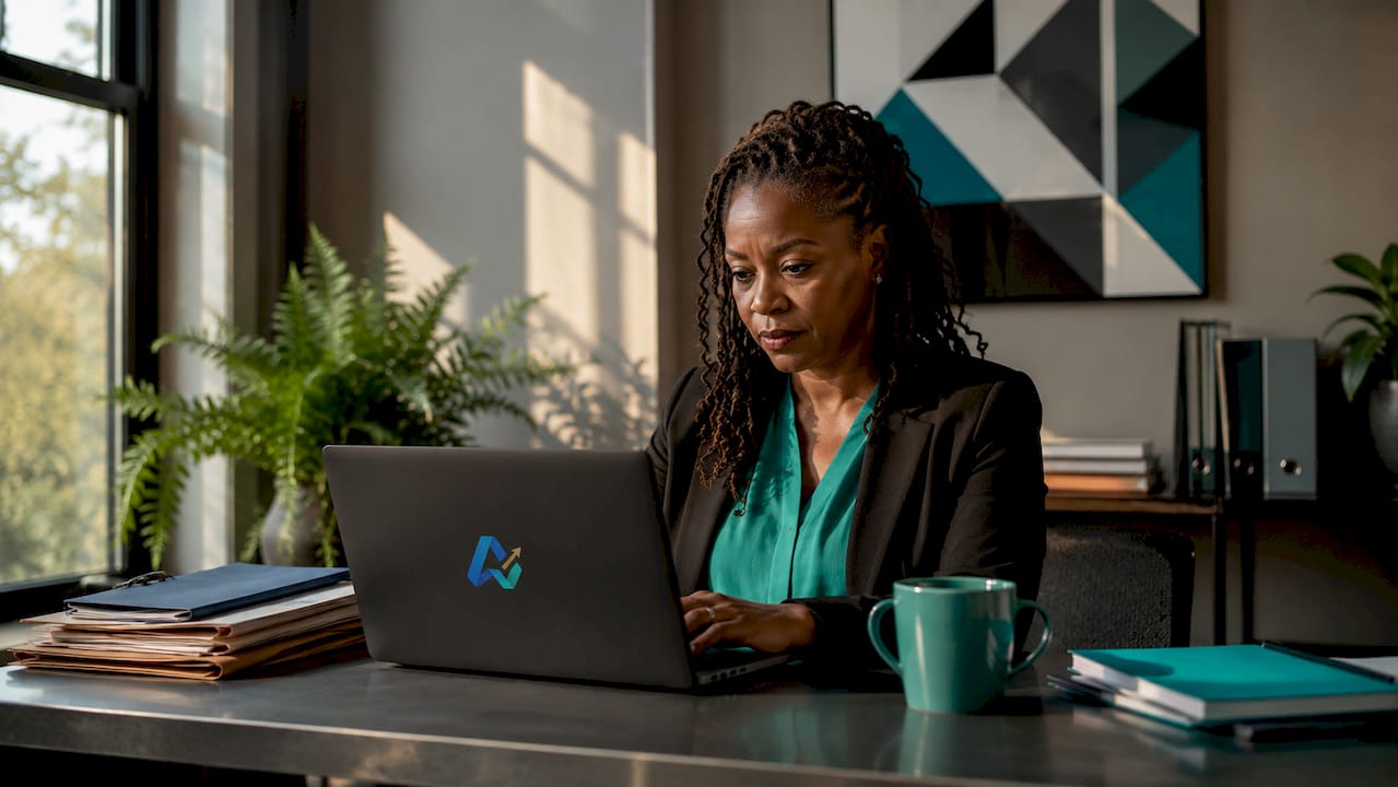 Business owner reviewing SMS payment reminders on phone