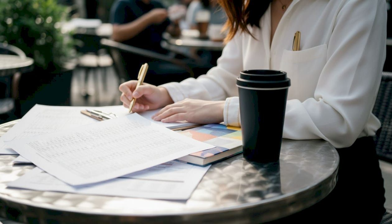 Hands taking notes on EV depreciation statistics
