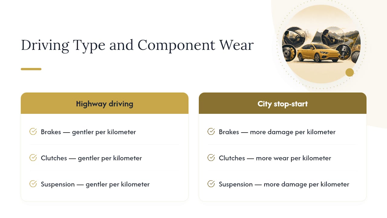 Comparison diagram of highway and city mileage impact