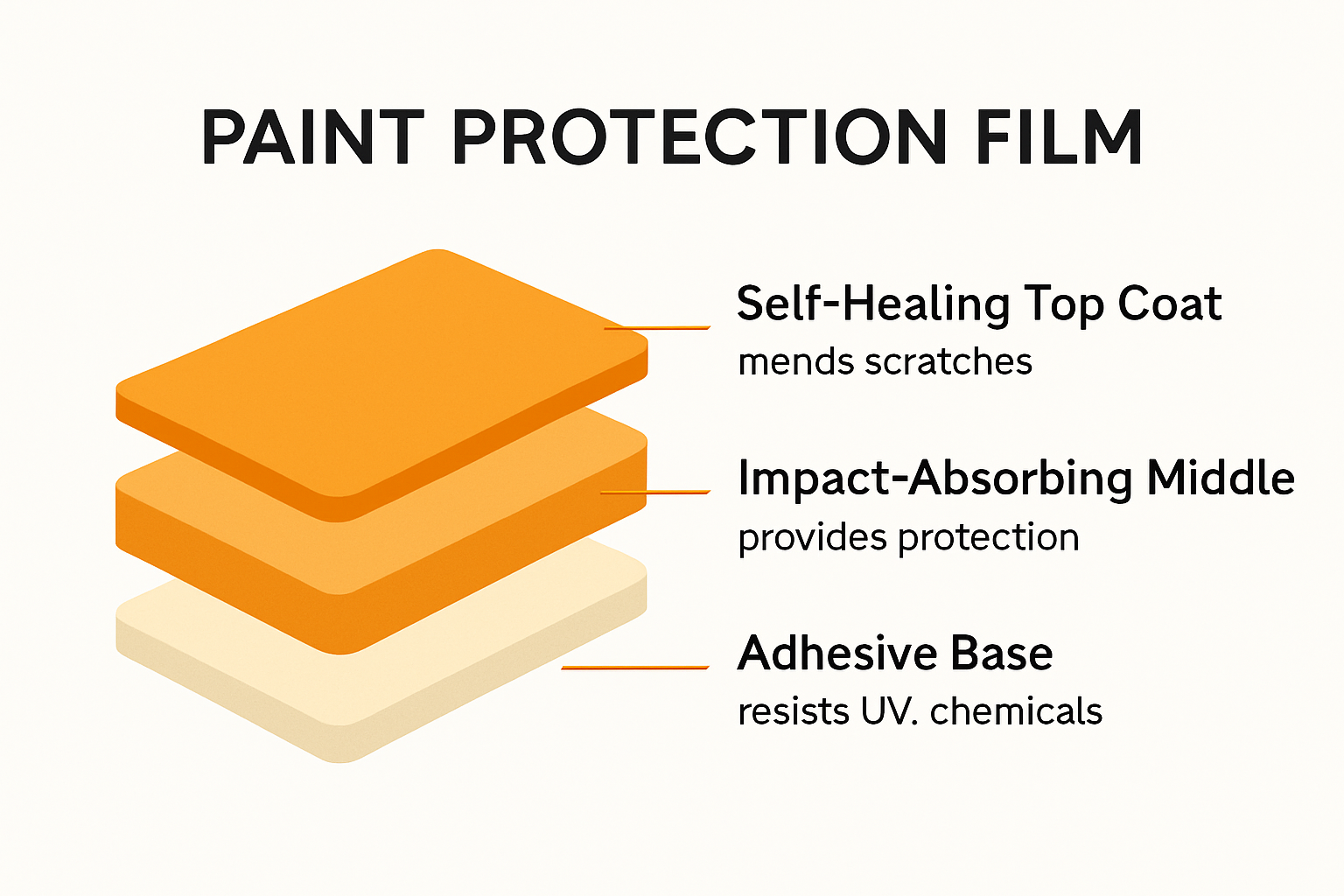 Diagram showing layers and functions of paint protection film