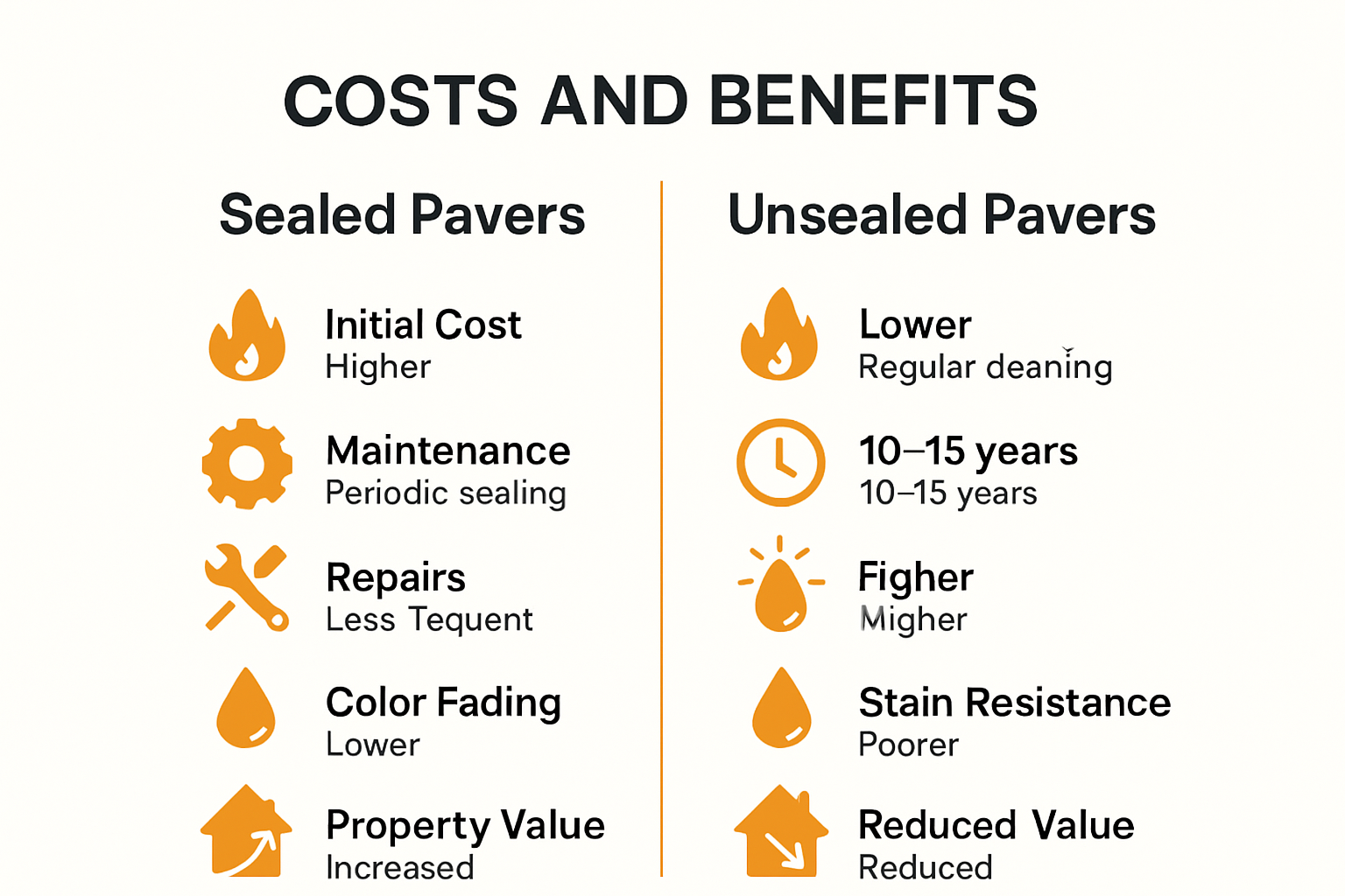 Infographic comparing sealed vs unsealed paver benefits and costs