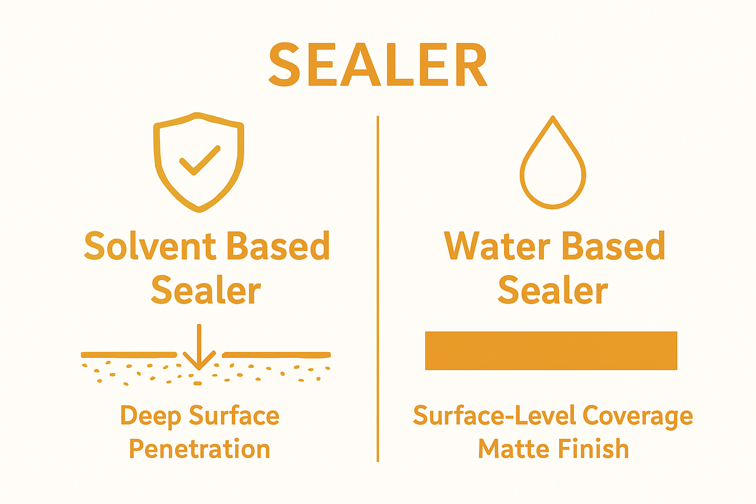 Visual comparison of solvent vs water based sealers effectiveness and finish