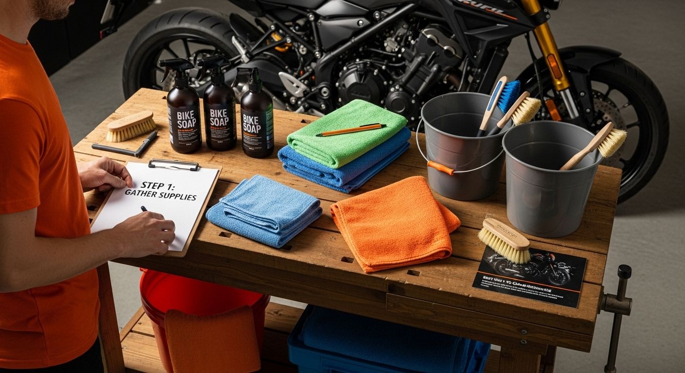 clean motorcycle supplies preparation