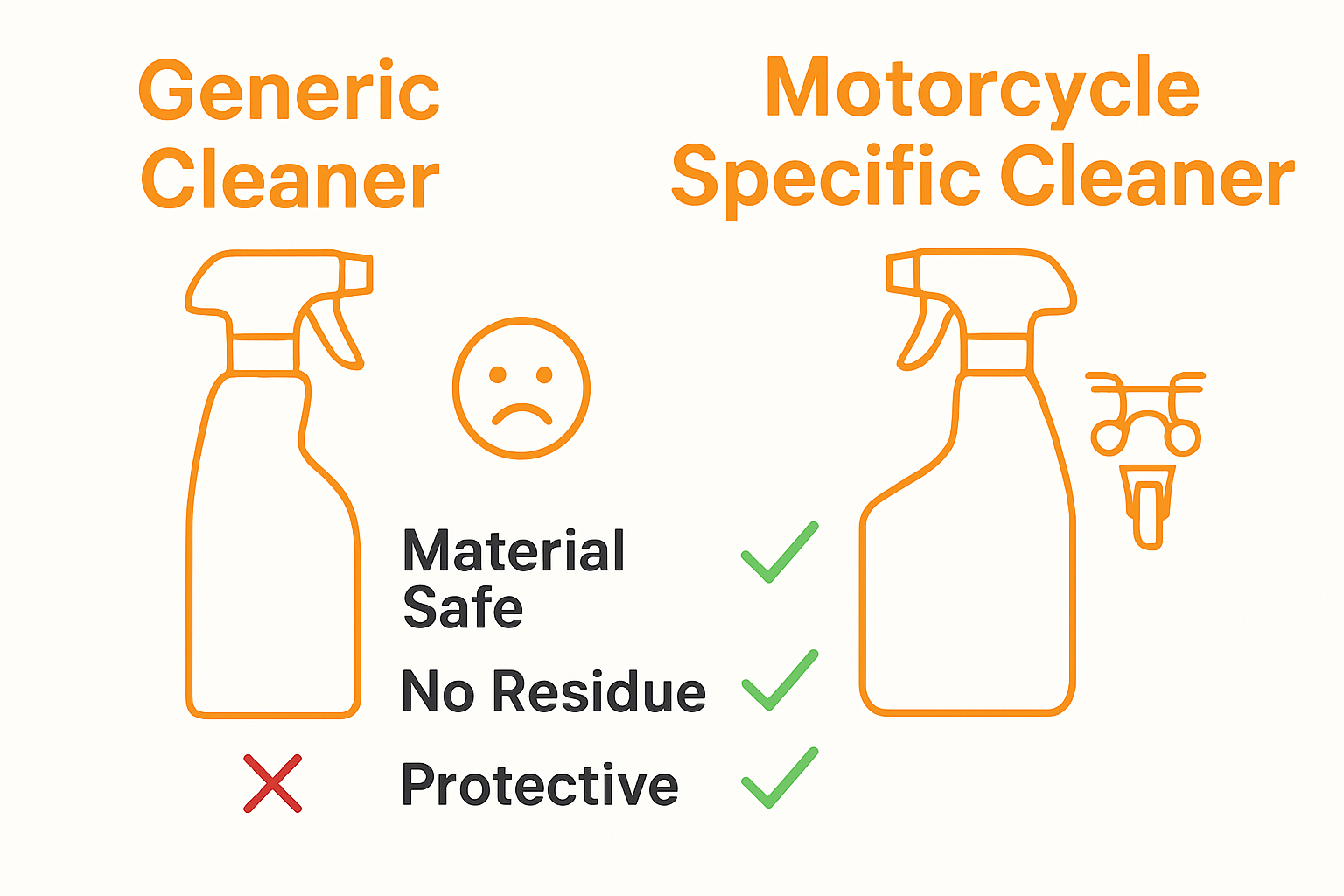 Comparison between motorcycle specific and generic cleaners