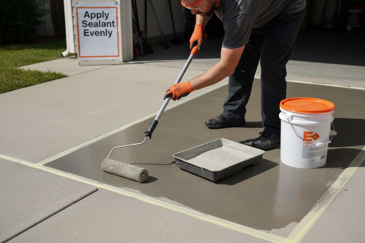 applying concrete driveway sealant
