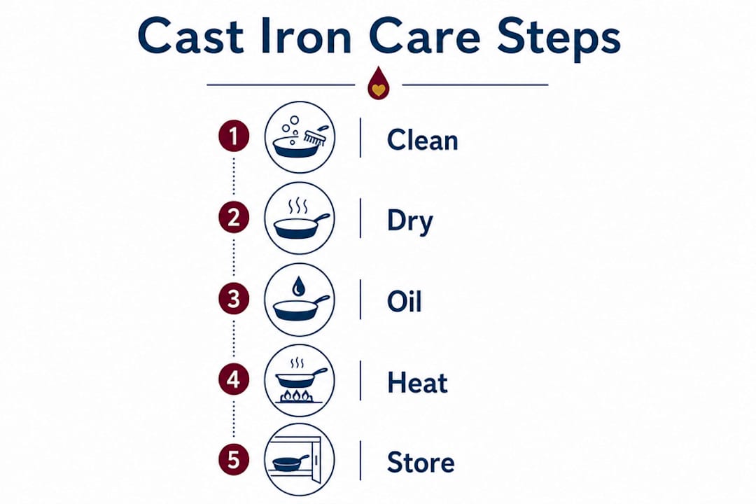 Infographic of cast iron maintenance steps