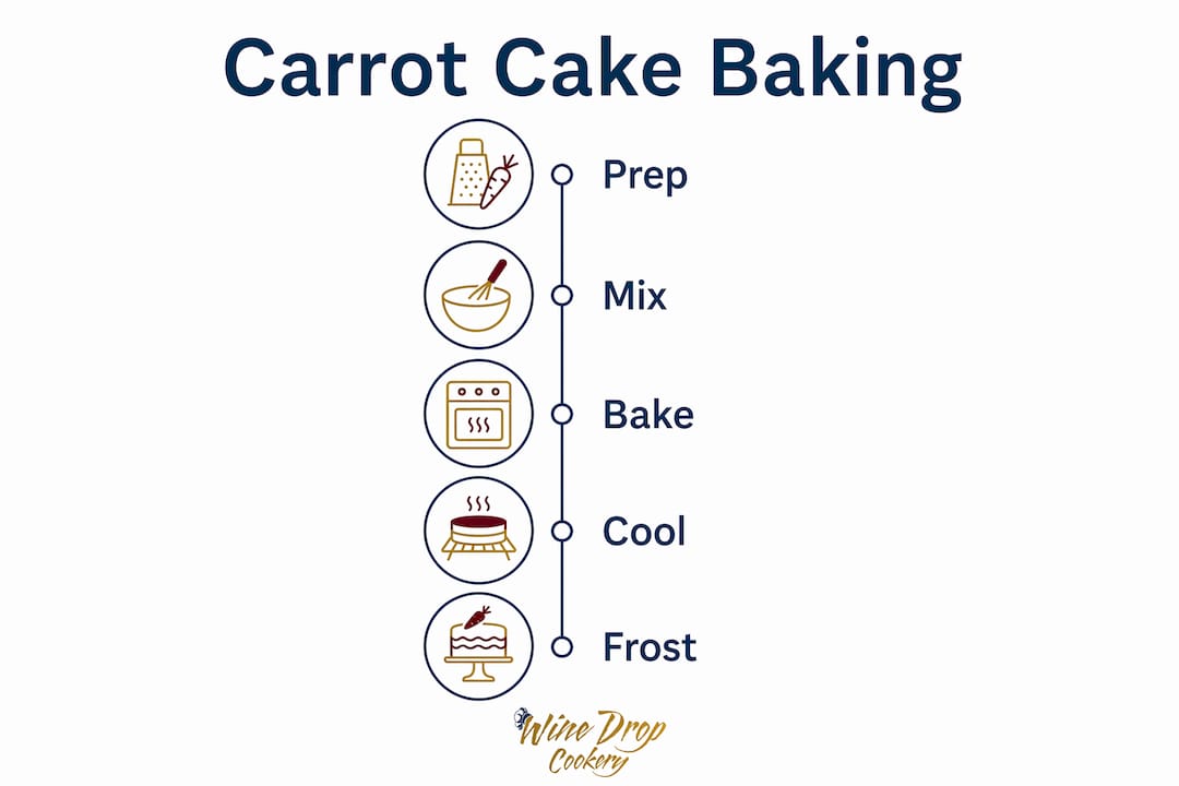 Infographic showing carrot cake baking steps
