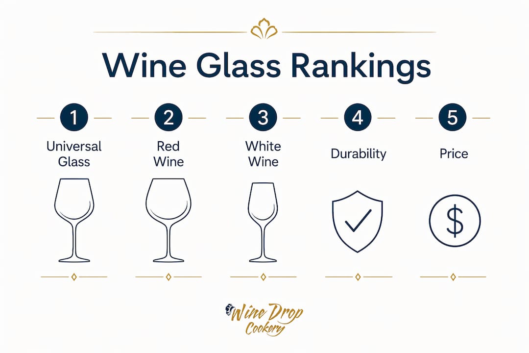 Infographic showing ranked wine glass features