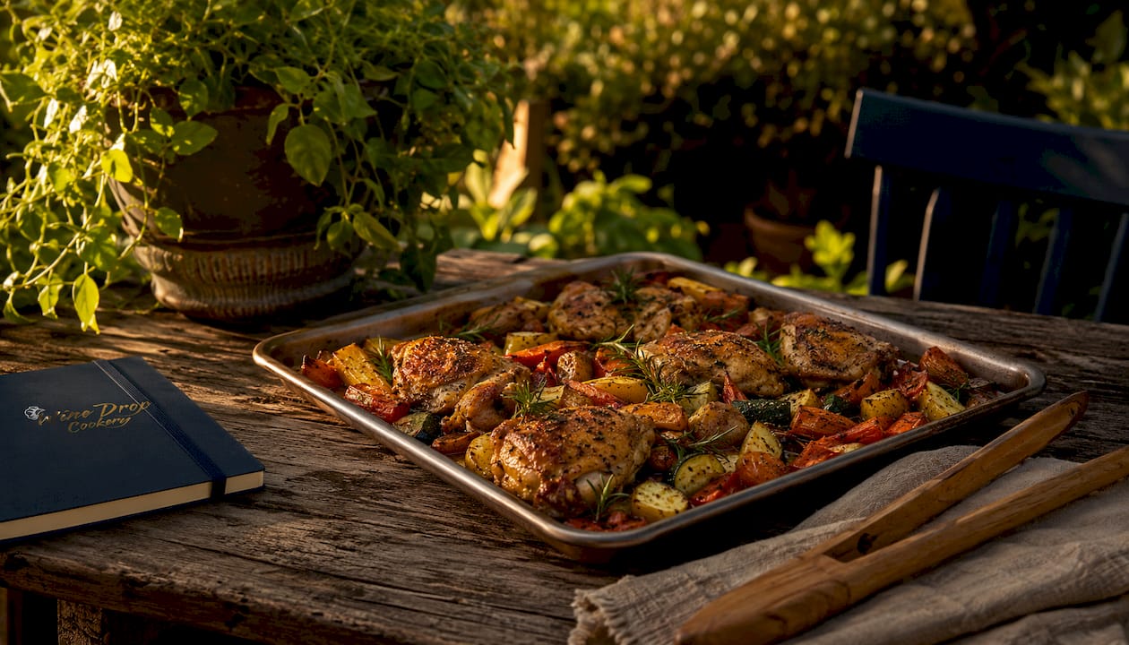 Sheet-pan roasted chicken with mixed vegetables