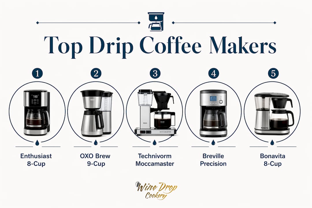 Infographic comparing top drip coffee makers