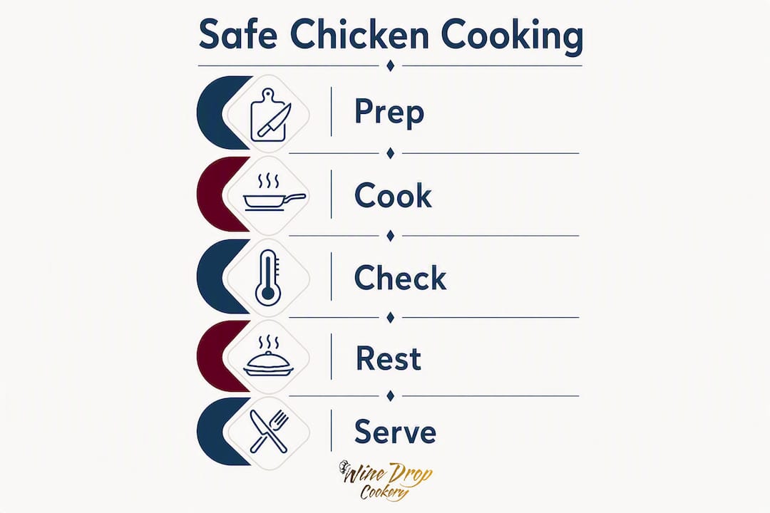 Infographic illustrating chicken cooking stages