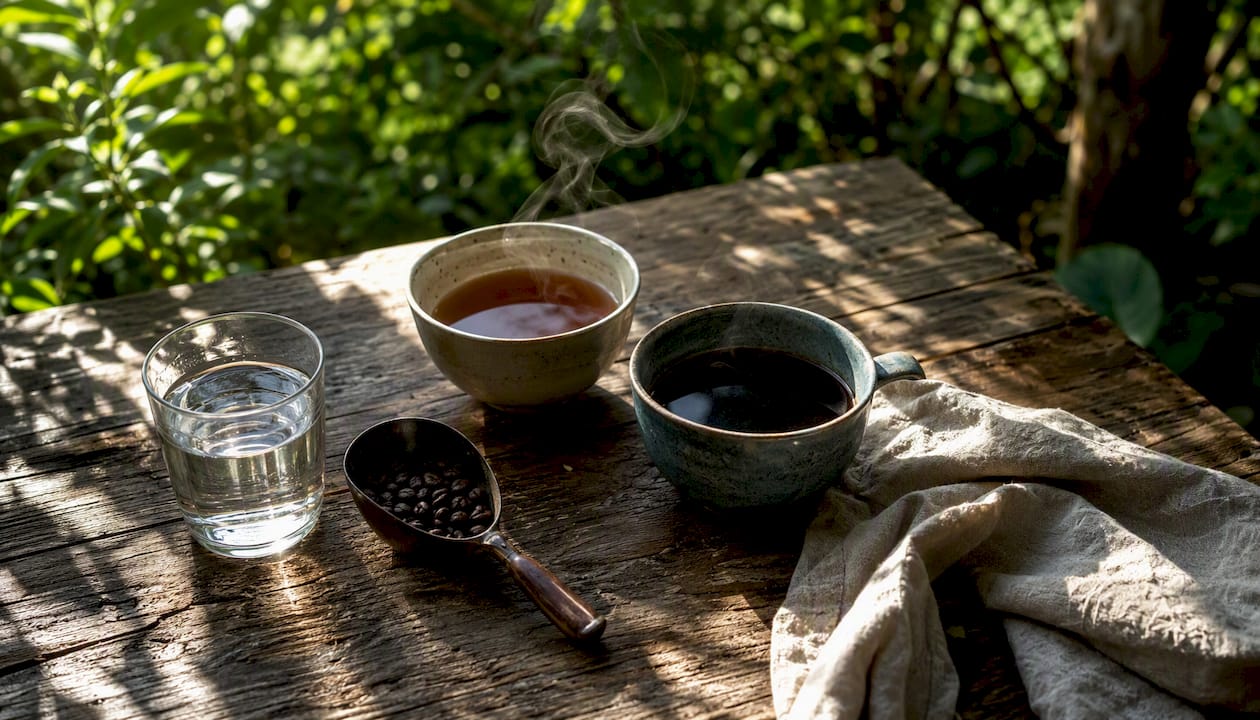 Light and dark roast coffee cups side by side