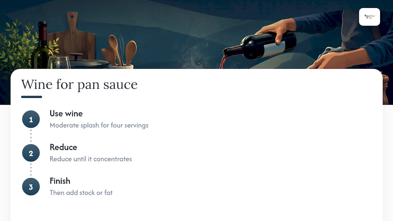 Diagram of pan sauce wine reduction process