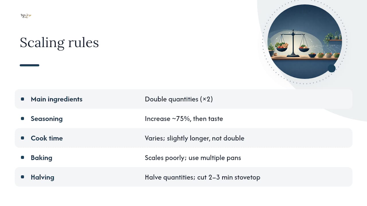Diagram illustrating recipe scaling factors