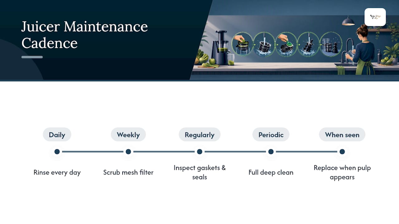 Juicer cleaning and replacement maintenance schedule