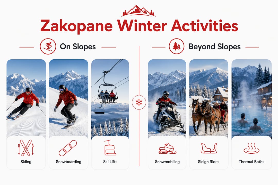 Infographic showing ski and non-ski winter activities in Zakopane
