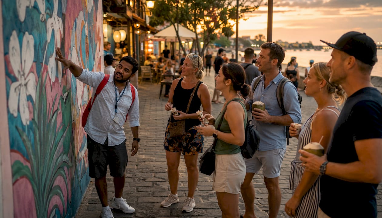Local guide leading city walking tour
