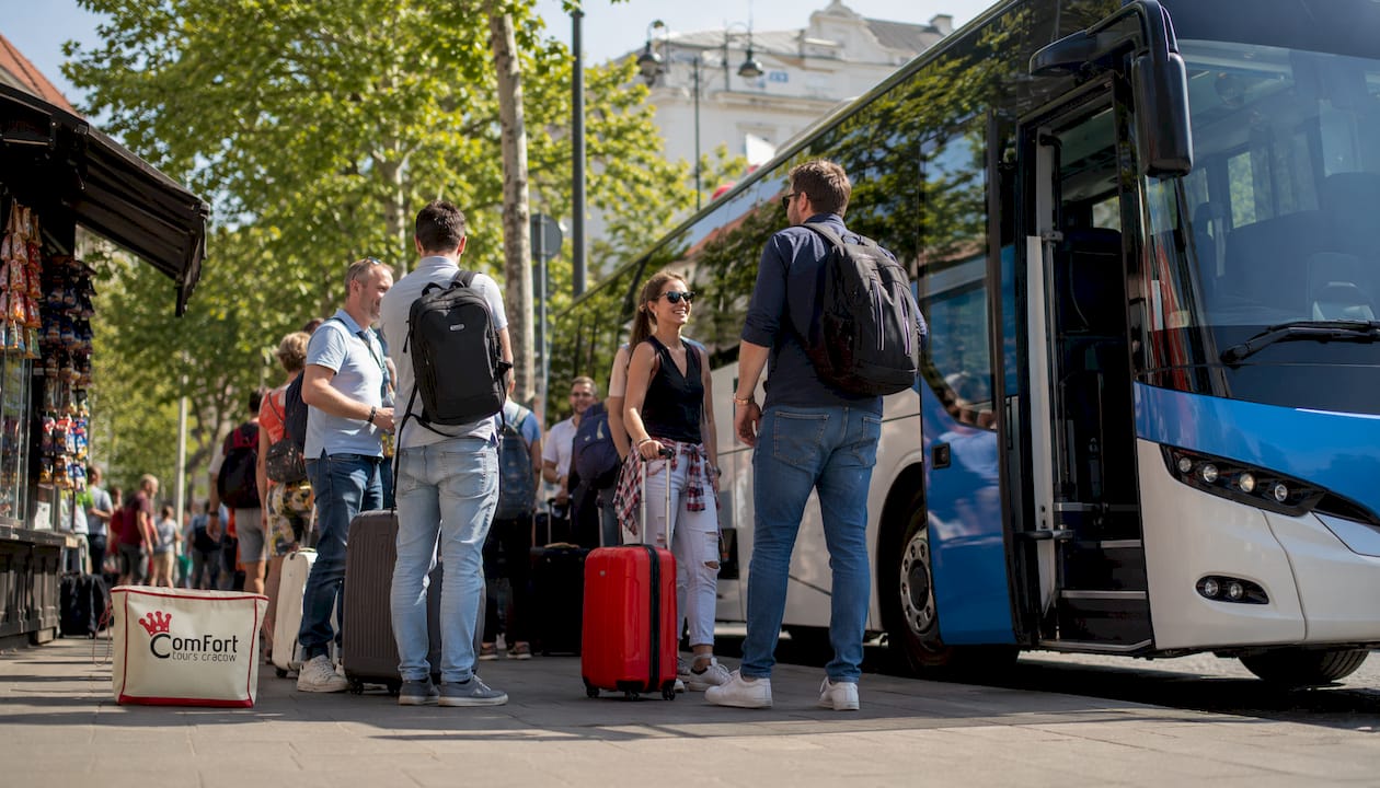 Airport bus boarding FlixBus to Zakopane