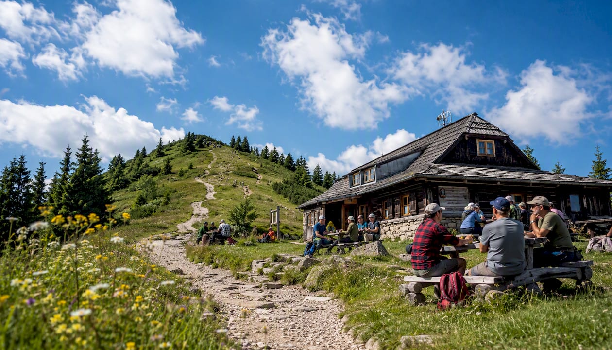 Kalatówki mountain hut on hiking trail