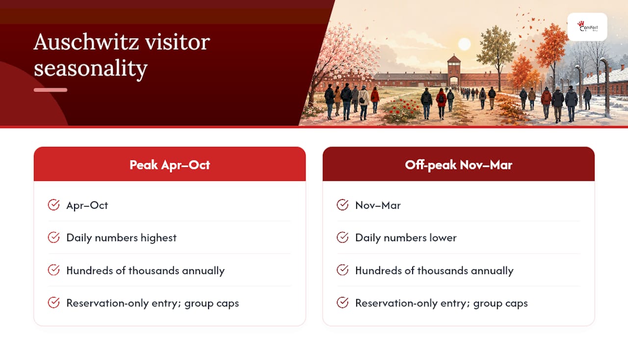 Diagram of Auschwitz visitor numbers by season and day