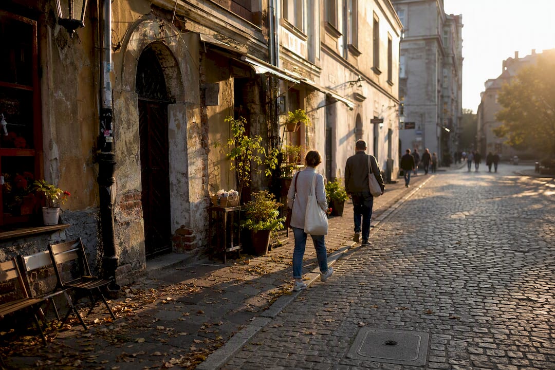 Kazimierz street early morning view