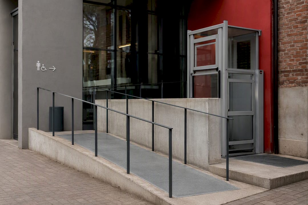 Accessible ramp at Auschwitz visitor centre