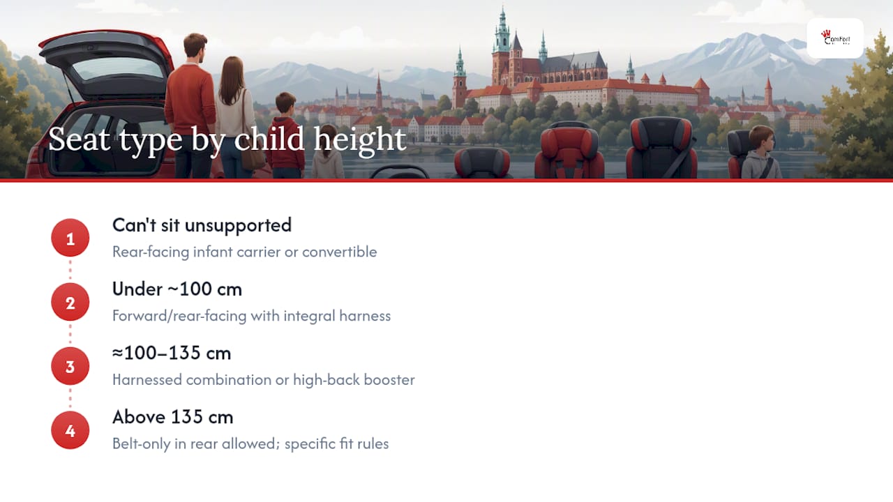 Child restraint choices by height band