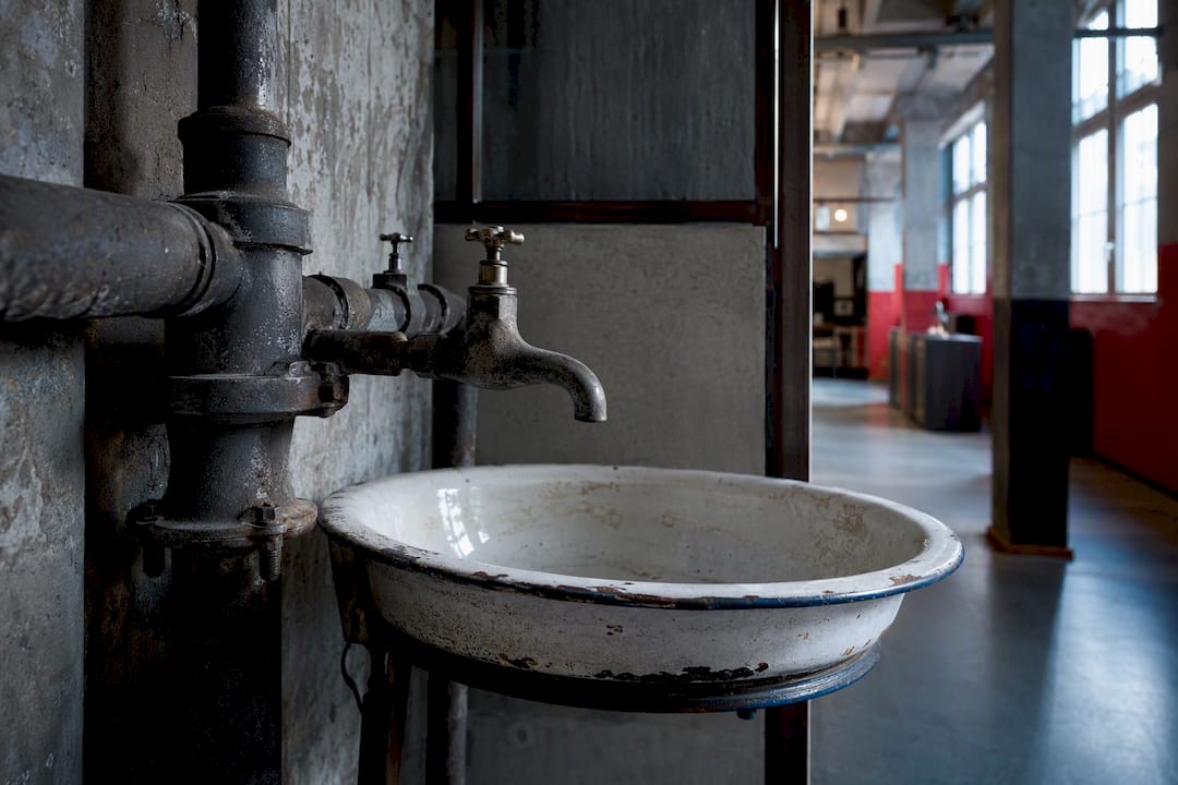 Preserved industrial fittings inside Schindler Factory