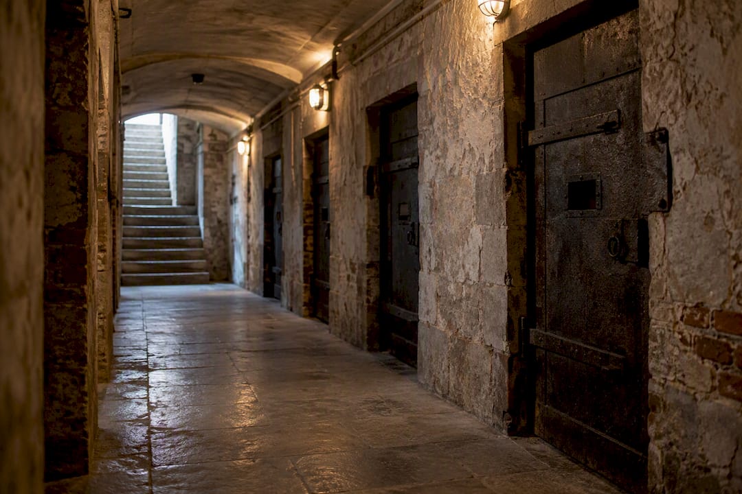 Preserved Pomorska Street detention cell corridor