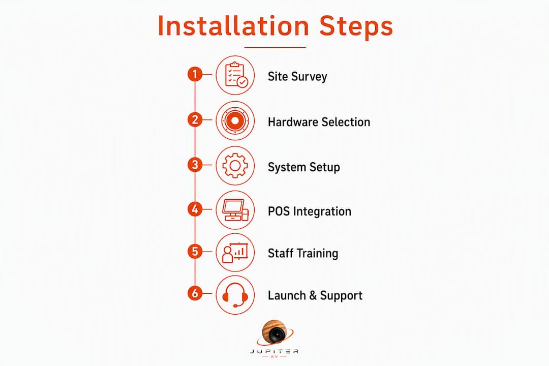 Infographic illustrating digital signage installation steps