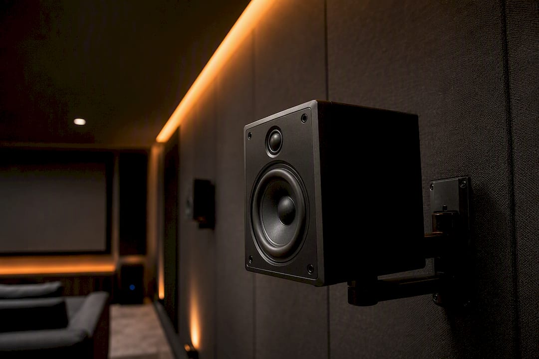 Ear-level speaker angled toward listener