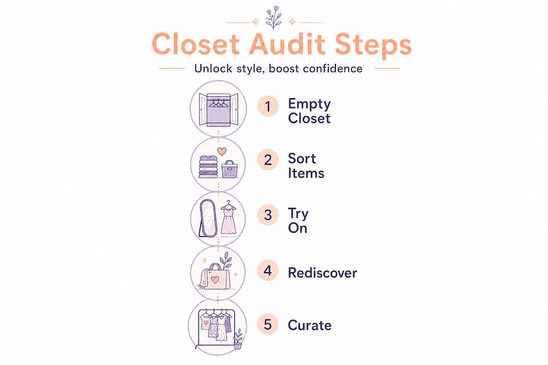 Step-by-step closet audit process infographic