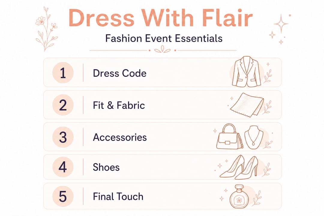 Checklist-style infographic for stylish fashion event dressing