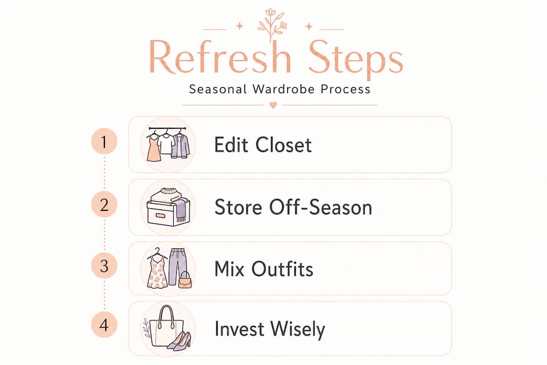 Infographic showing steps for seasonal wardrobe refresh