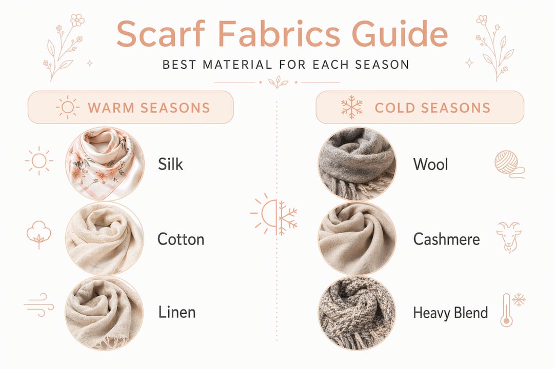 Infographic compares scarf fabrics for seasons