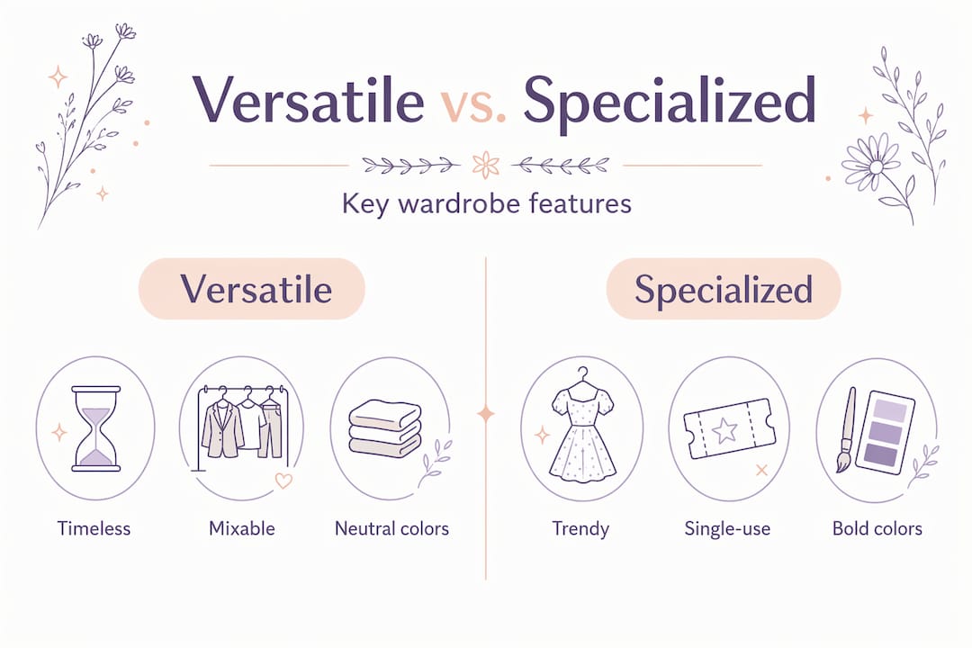 Infographic comparing versatile and specialized clothing features