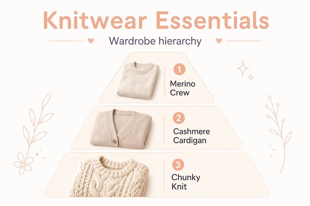 Hierarchy infographic of knitwear wardrobe essentials