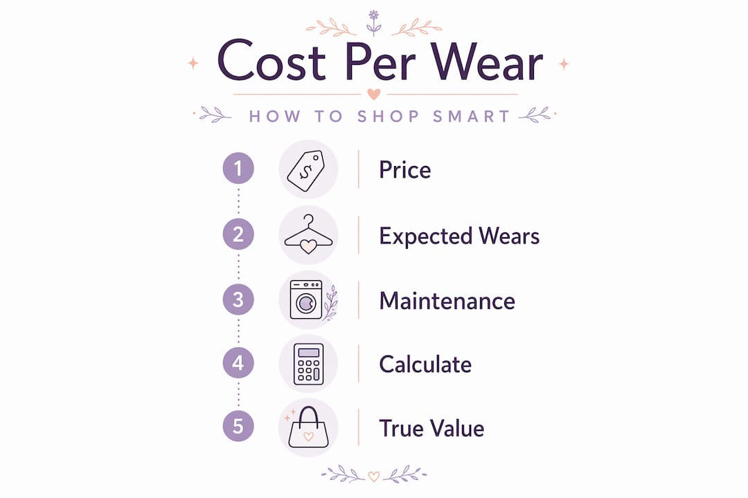 Vertical flow infographic explaining cost per wear