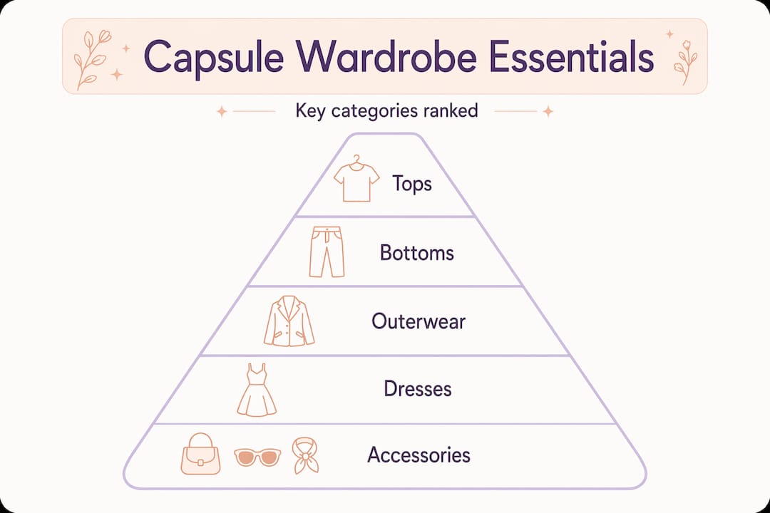 Capsule wardrobe essentials pyramid infographic