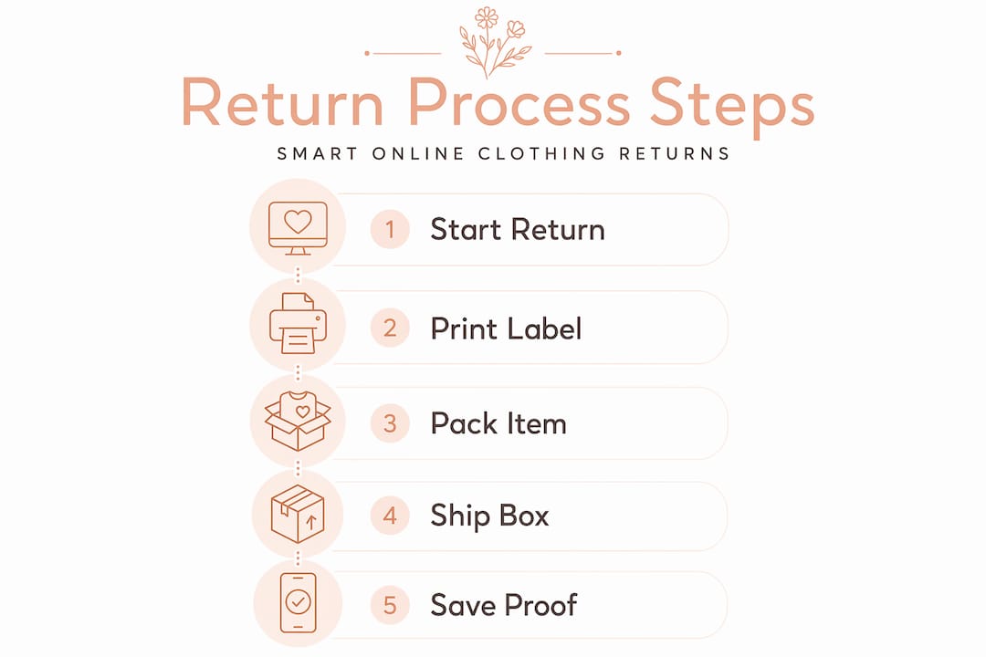 Infographic showing five online return steps