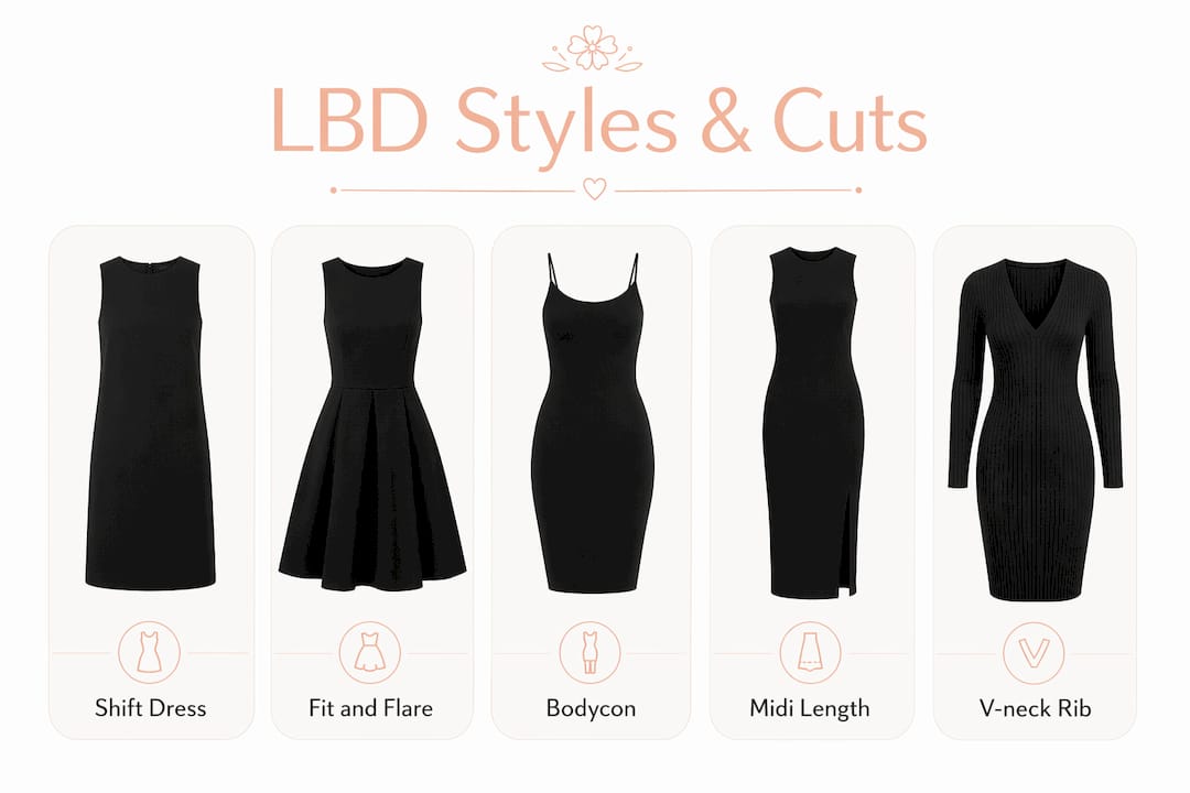 Infographic showing hierarchy of little black dress styles