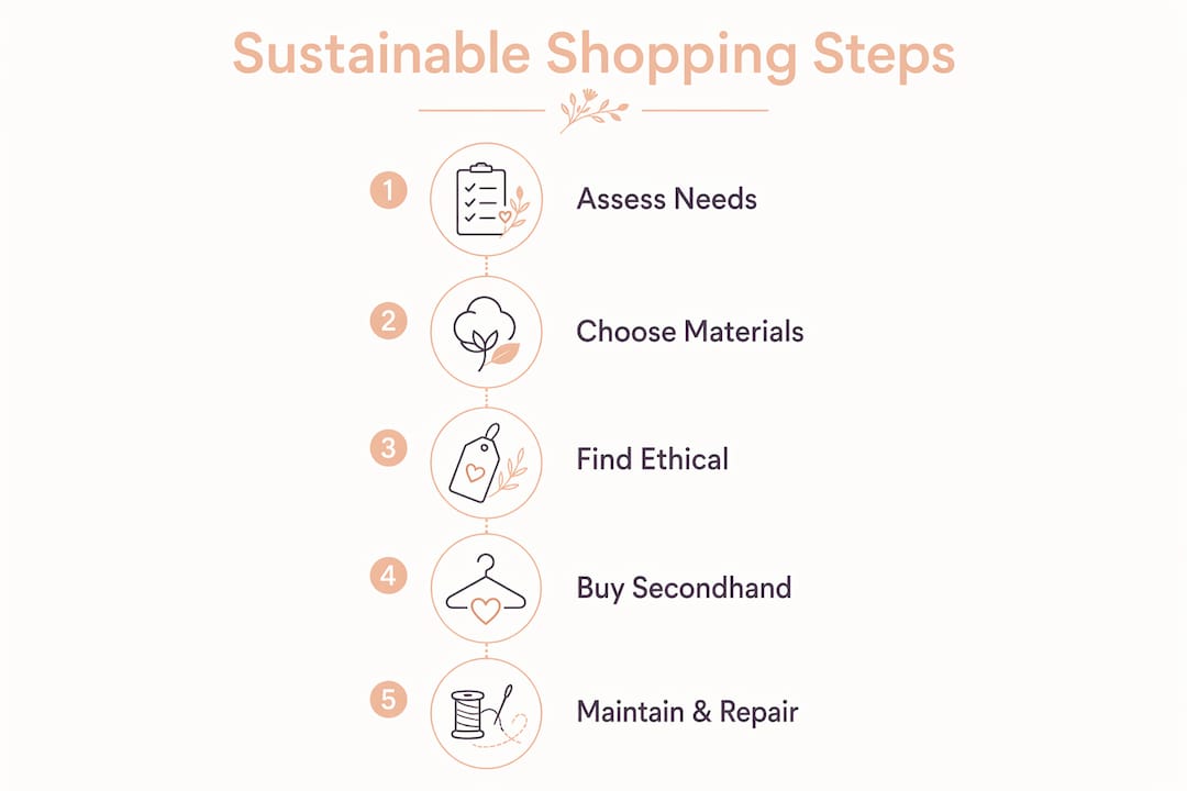 Infographic showing sustainable shopping steps