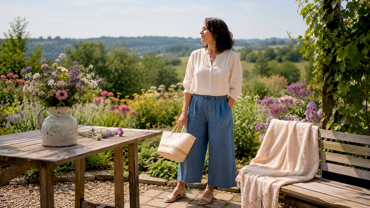 Woman enjoying coastal lifestyle on porch